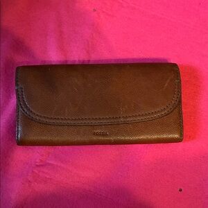 Fossil Brown Leather Folded Wallet
